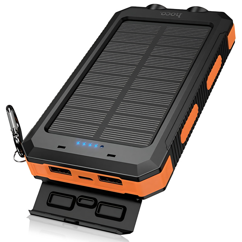 Power Bank HOCO J164 Platinum Solar Dual Lighting 8000mAh, солнечная зарядка, 2xUSB-A 5V/2A, USB-C вход, с компасом и фонариком фото - 5