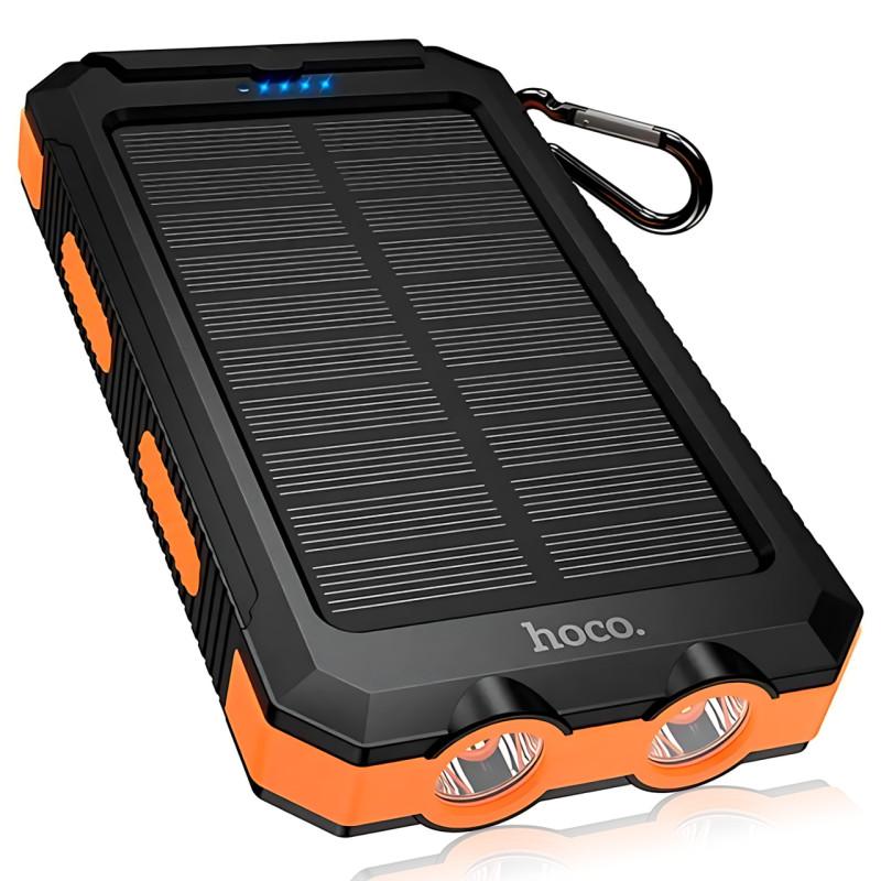Power Bank HOCO J164 Platinum Solar Dual Lighting 8000mAh, солнечная зарядка, 2xUSB-A 5V/2A, USB-C вход, с компасом и фонариком фото - 3