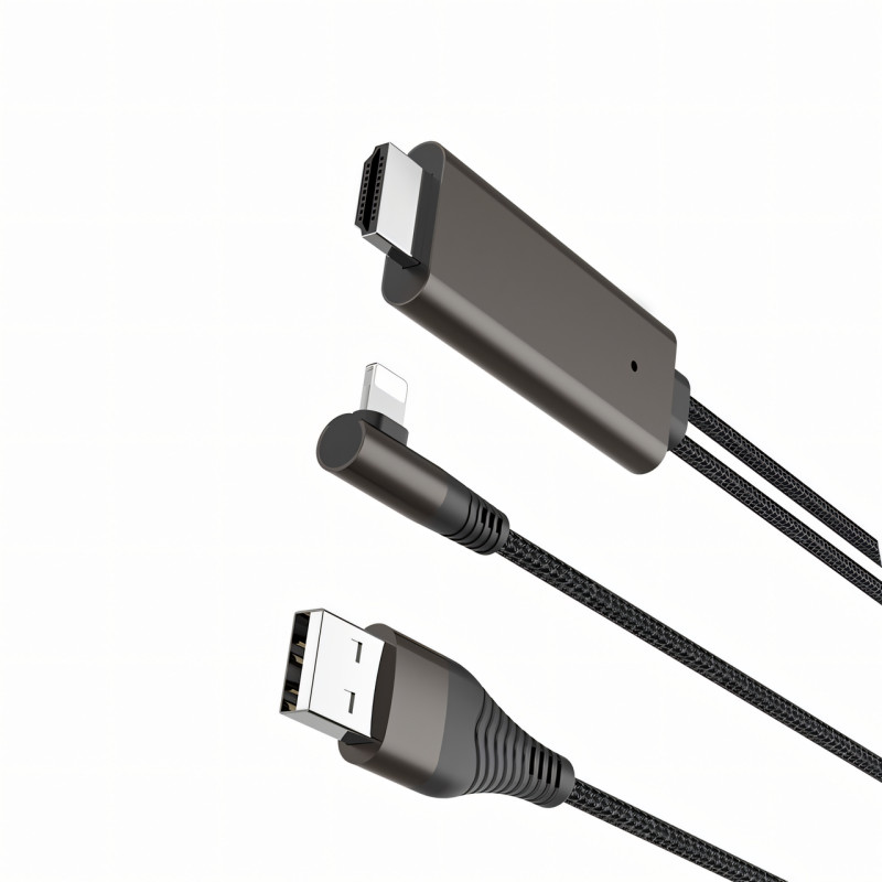Кабель-переходник HOCO UA14 USB - Lightning - HDMI, 2 м, 1080P HD, алюминиевый сплав фото - 3