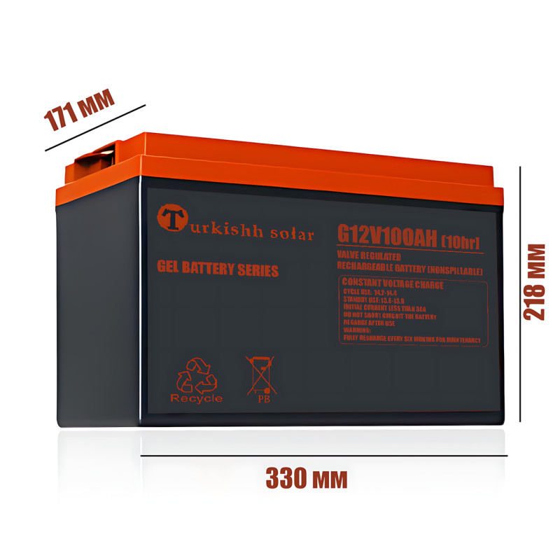 Акумулятор гелевий 6-GEL-100, Solar Gel Battery для сонячної панелі (12V100AH/10HR) фото - 7