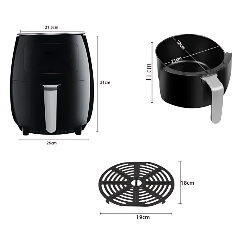 Аерофритюрниця Zip Line TOP W-500 6 л, 2800 Вт, сенсорне керування, LED-дисплей, таймер 30 хв, терморегулятор, чорний фото - 4