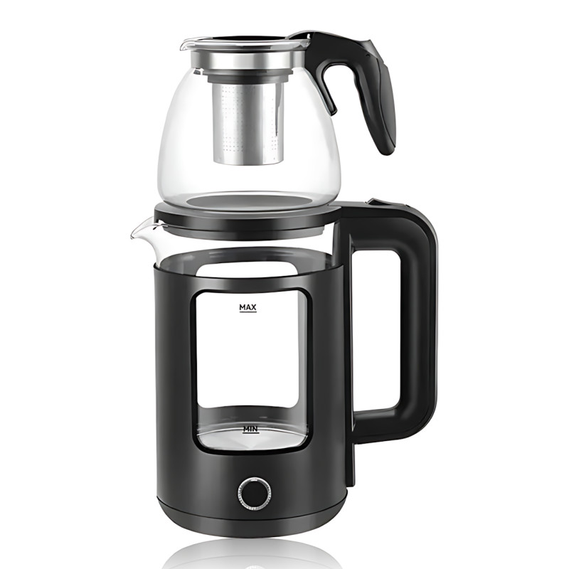 Електрочайник 2-в-1 SMURFETT SE-2279 зі скляним корпусом 2.3 л і заварником 1 л, 1500 Вт, LED-підсвітка, автовимкнення фото - 3