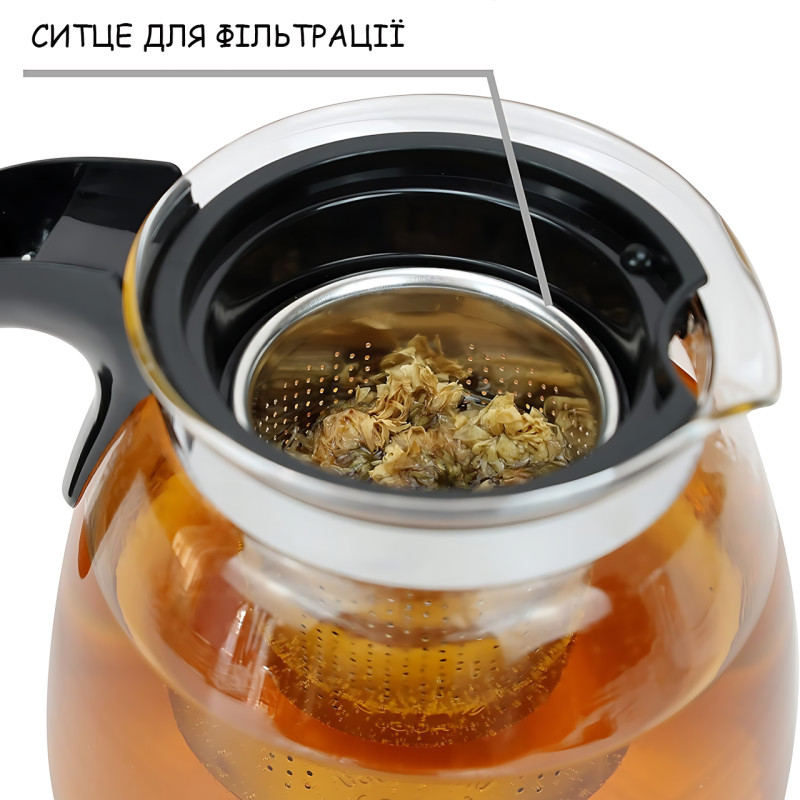 Електрочайник 2-в-1 SMURFETT SE-2279 зі скляним корпусом 2.3 л і заварником 1 л, 1500 Вт, LED-підсвітка, автовимкнення фото - 8