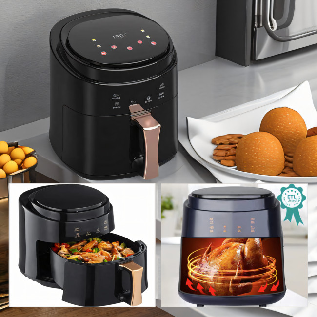 Аерофритюрниця Su Tai ST-805, Air Fryer 8 л, аерогриль 1800 Вт, 60 °C-210 °C, антипригарна чаша, чорний