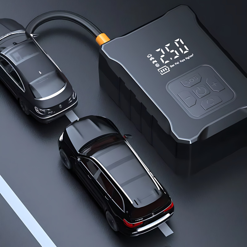 Автокомпресор Fanelod 2024, 150 PSI, 120 Вт, акумулятор 6000 мА·год, цифровий дисплей, автостоп, 4 насадки фото - 2