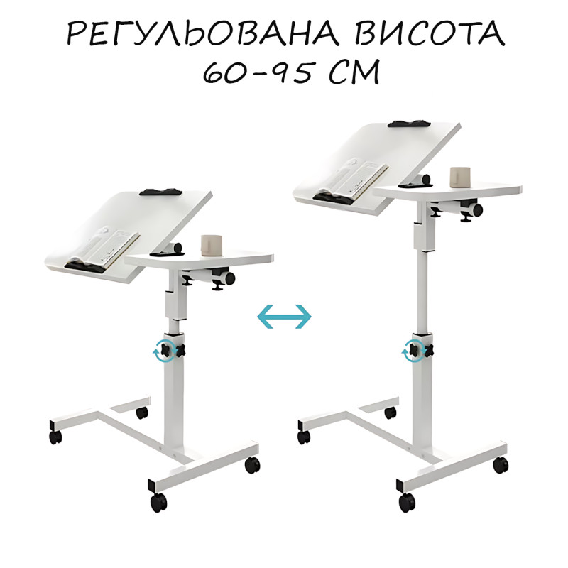 Стол наддиванный на колёсиках с двойной столешницой, прикроватный столик T01 фото - 3