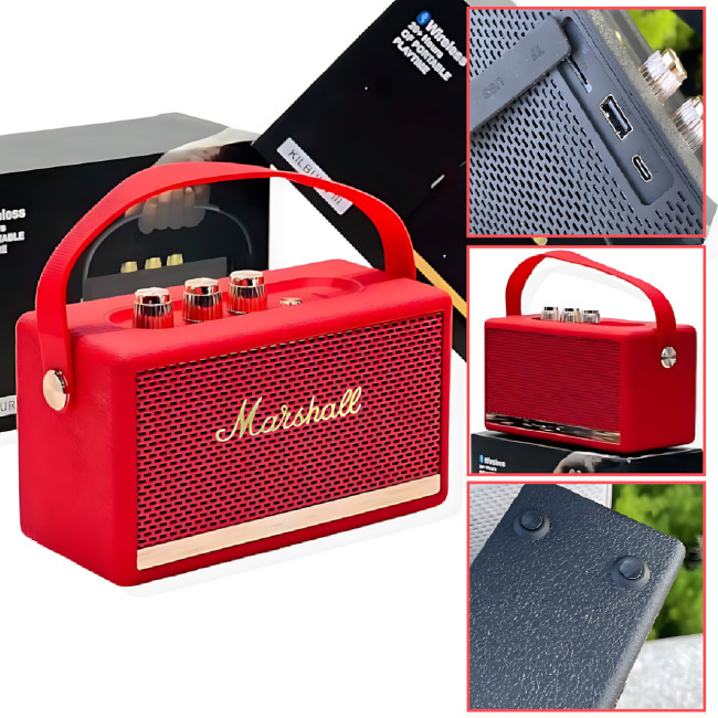 Портативная колонка MARSHALL l Killburn W4 – 5 Вт, Bluetooth 5.1, FM-радио, TWS, до 5 часов работы Красный