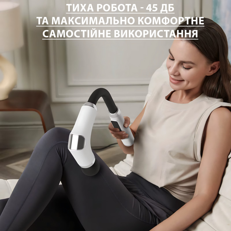 Перкуссионный массажер Fascia Gun LY-849 — 6 скоростей, 4 насадки, аккумулятор 1800 мАч, автоотключение, USB Черный фото - 5