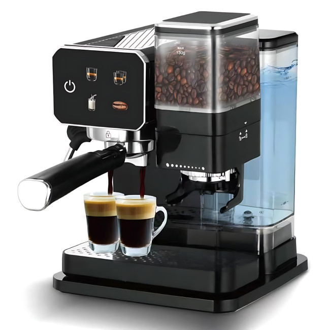 Кофемашина RAF R-0204, 1350 Вт, полуавтоматическая, с кофемолкой, капучинатором, 15 барр, 1.5 л