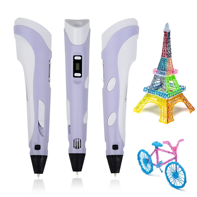 3D-ручка 6 поколения 3DPen-6 с LCD + графический планшет 8.5", набор для 3D-рисования, 100 м PLA, регулировка температуры Фиолетовый