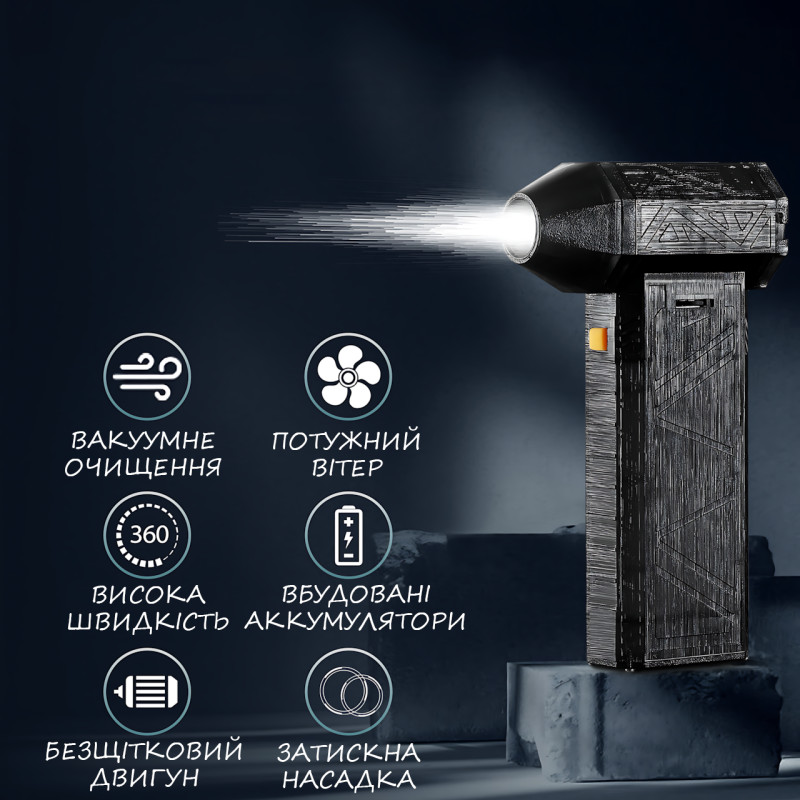 Портативный автомобильный турбовентилятор TurboAir 130000 об/мин с аккумулятором 8000 мАч для удаления пыли фото - 4