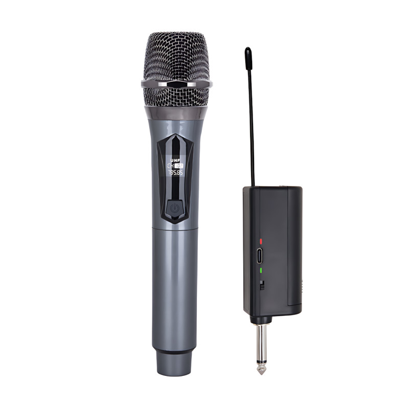 Мікрофон бездротовий із караоке, Bluetooth-мікрофон UHF TTD-M10 з дальністю дії до 50 м, сірий фото - 2