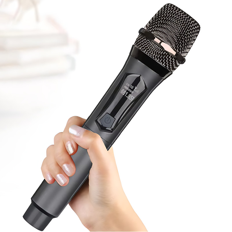 Мікрофон бездротовий із караоке, Bluetooth-мікрофон UHF TTD-M10 з дальністю дії до 50 м, сірий фото - 10