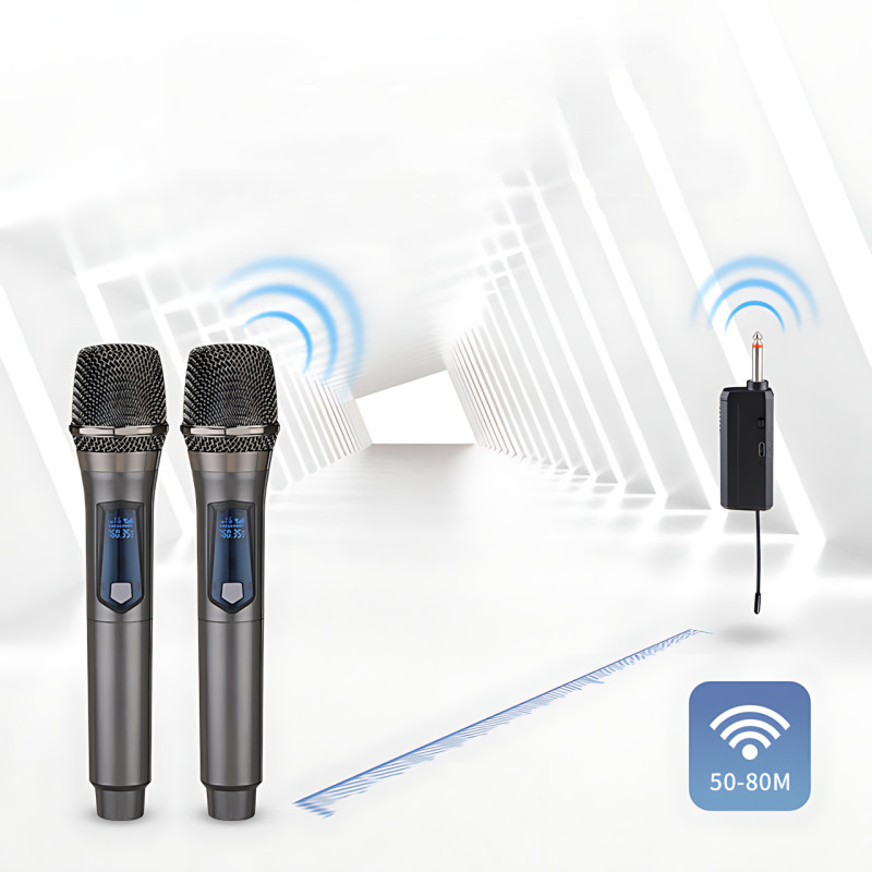 Мікрофон бездротовий із караоке, Bluetooth-мікрофон UHF TTD-M10 з дальністю дії до 50 м, сірий фото - 5