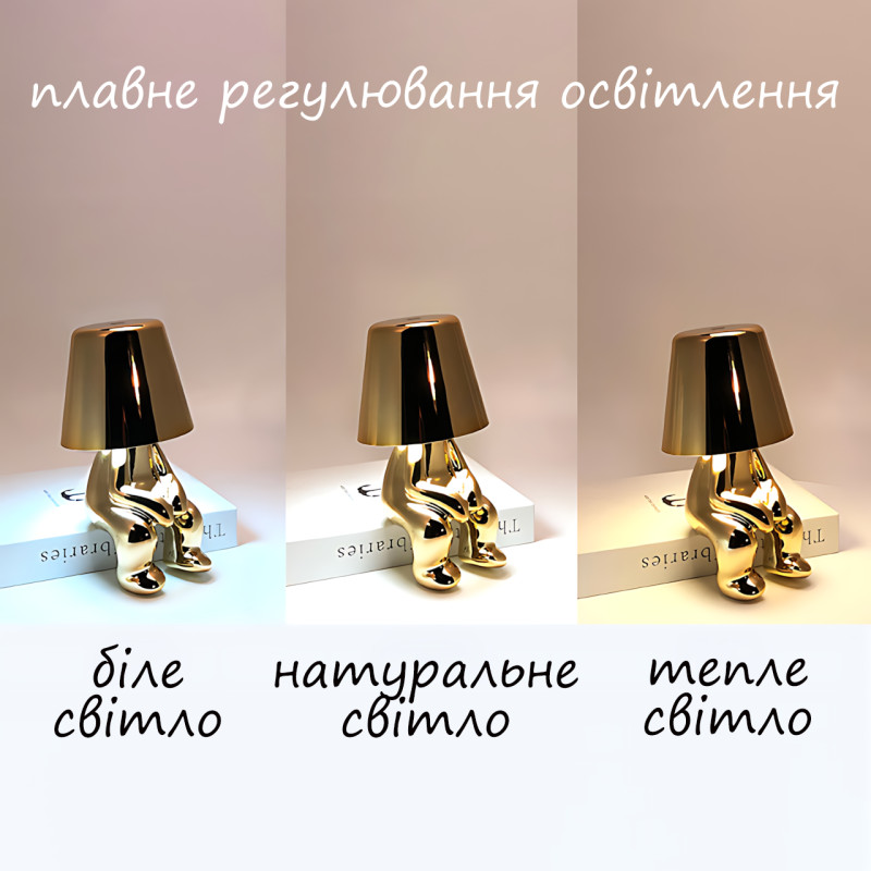 Мини-светодиодная настольная лампа, беспроводный ночник с сенсорным управлением, золотой Микки Маус фото - 3