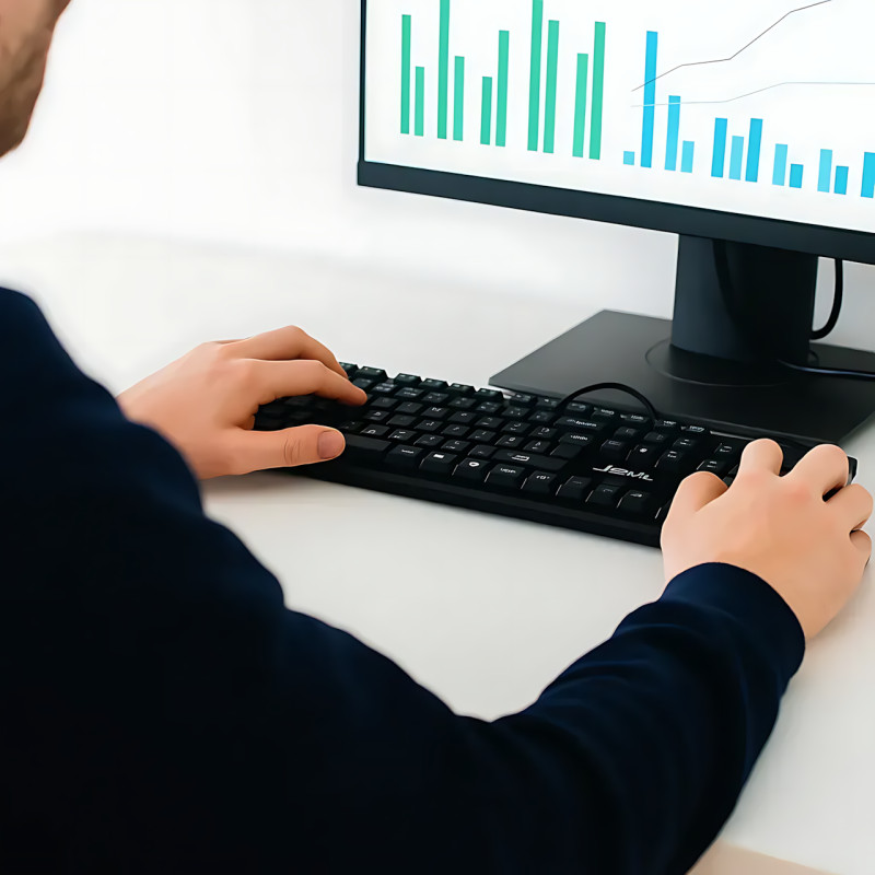 Проводная клавиатура JEDEL K19 USB, 104 клавиши, мембранная, полноразмерная 100%, раскладка RU/UA/EN, для Windows / Mac OS / Linux фото - 7