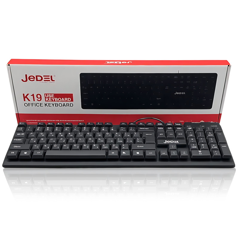 Проводная клавиатура JEDEL K19 USB, 104 клавиши, мембранная, полноразмерная 100%, раскладка RU/UA/EN, для Windows / Mac OS / Linux фото - 10