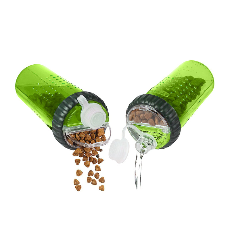 Пляшка подвійна для води та корму Dexas Snack-Duo, 480 мл, зі складаною мискою фото - 4