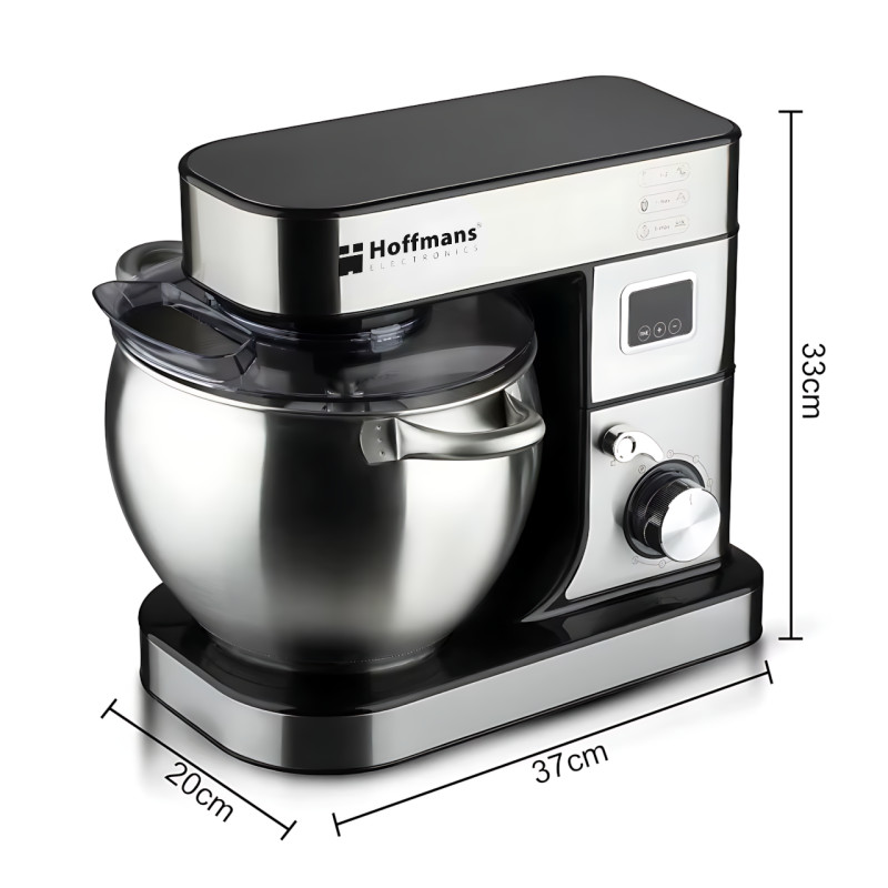 Планетарный миксер Hoffmans HM-8081 1600 Вт, тестомес с чашей 12 л, 6 скоростей, 3 насадки, турборежим фото - 9