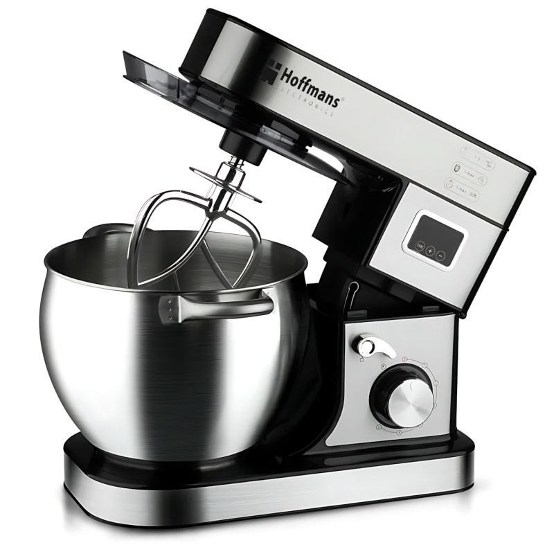 Планетарный миксер Hoffmans HM-8081 1600 Вт, тестомес с чашей 12 л, 6 скоростей, 3 насадки, турборежим фото - 2