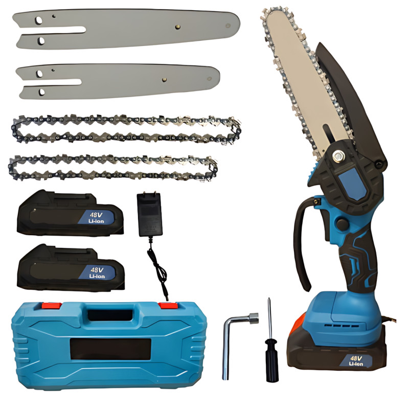 Аккумуляторная цепная пила DOMOTEC 48V Chain Saw (6" + 8") с кейсом и 2 АКБ фото - 10