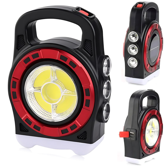 Ліхтарик акумуляторний прожекторний TORCH BL-6678C із сонячною панеллю і Power Bank, 300 лм, 3 режими, COB LED, акумулятор 18650