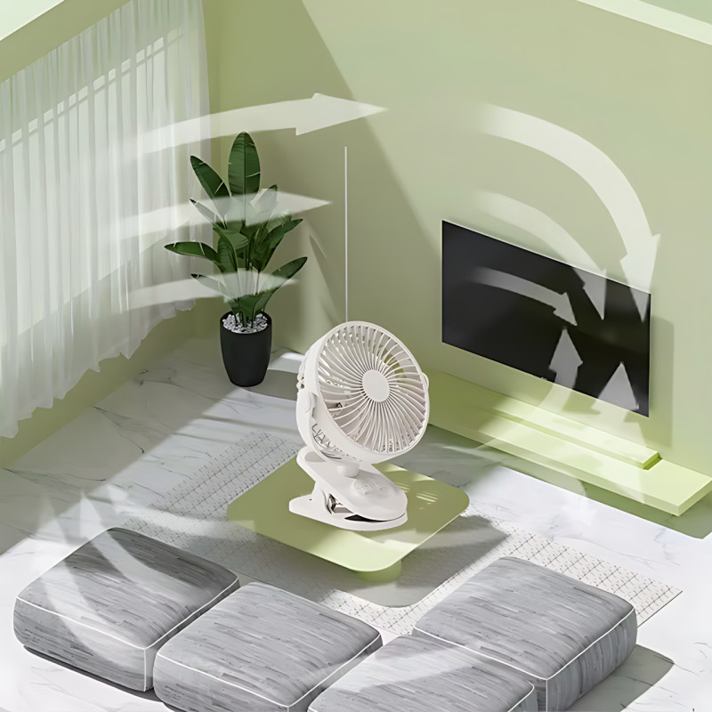 Вентилятор мини Fan LY-850 с прищепкой, USB, 360° наклон и поворот, таймер 2/6/9 ч, акб 1800 мАч, 3 скорости фото - 5