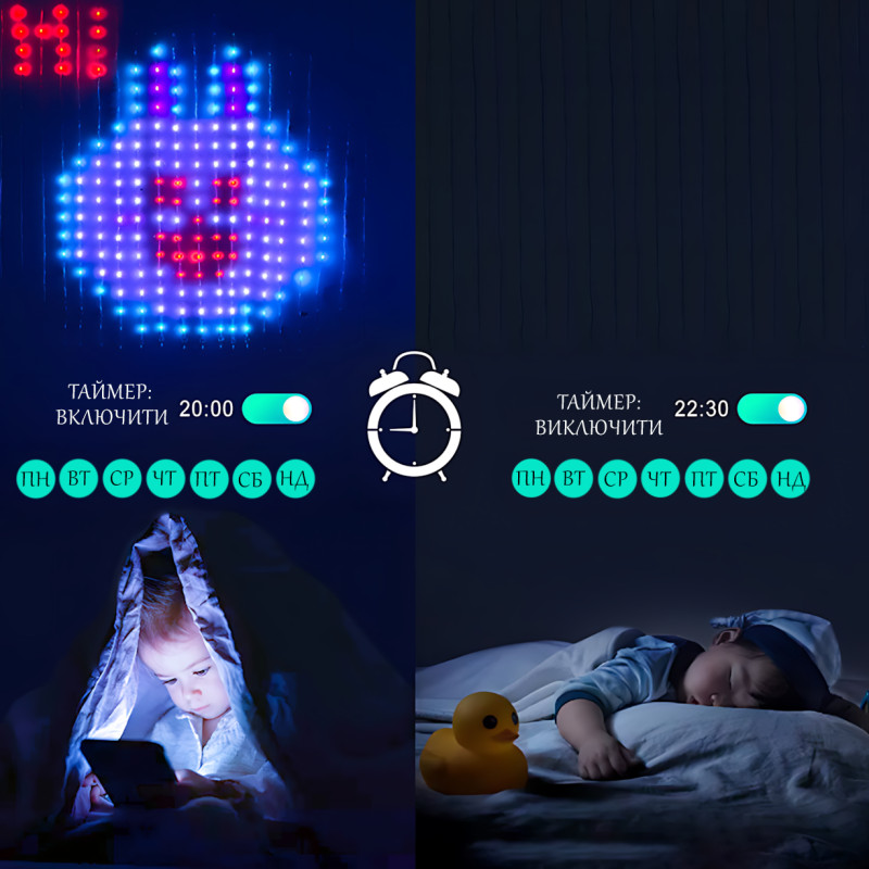 Программируемая гирлянда штора SFK-08, usb Bluetooth гирлянда с RGB свечением, с APP, 3х2 м фото - 3