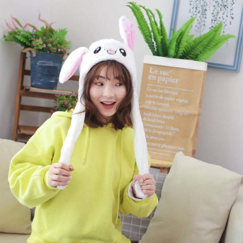 Шапка с ушками Pikachu toys ушки двигаются, универсальный размер, белая фото - 2