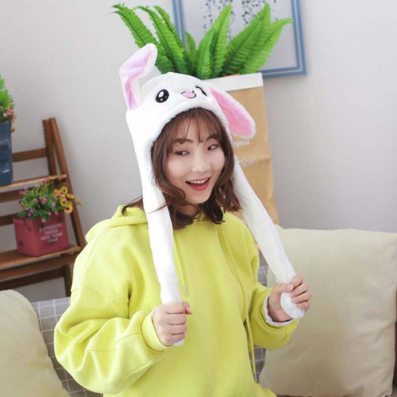 Шапка с ушками Pikachu toys ушки двигаются, универсальный размер, белая фото - 3