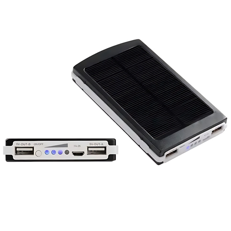 Solar Power Bank 9000 mAh, портативное зарядное устройство с фонариком, зарядка USB и от солнца фото - 4