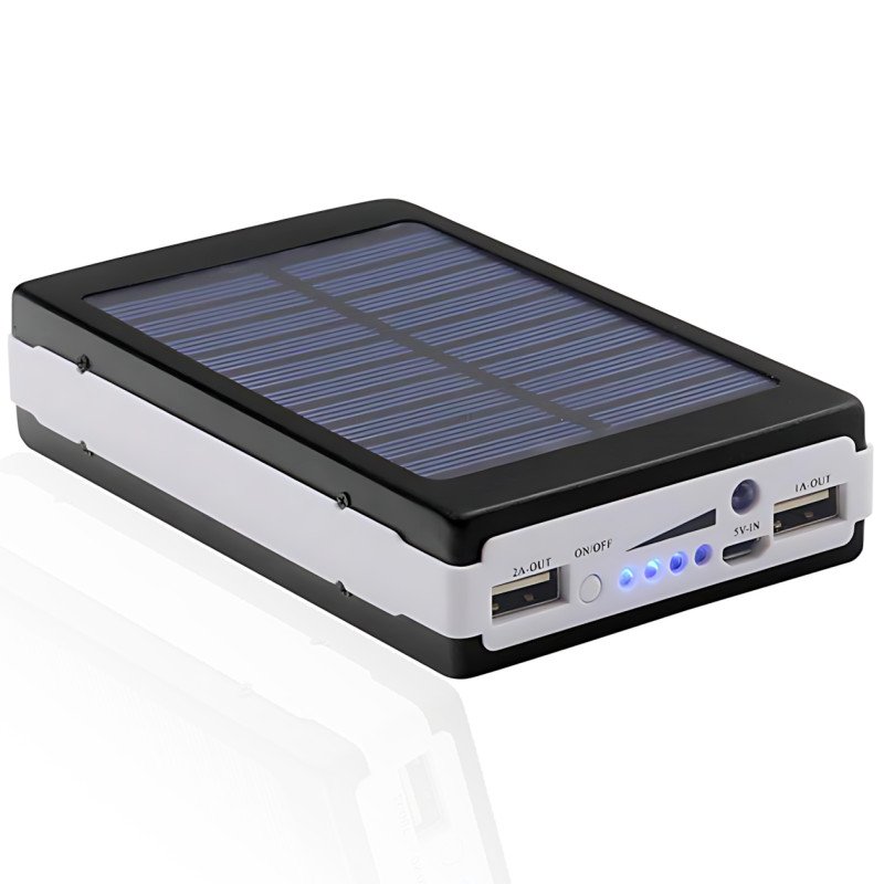 Solar Power Bank 9000 mAh, портативное зарядное устройство с фонариком, зарядка USB и от солнца фото - 5