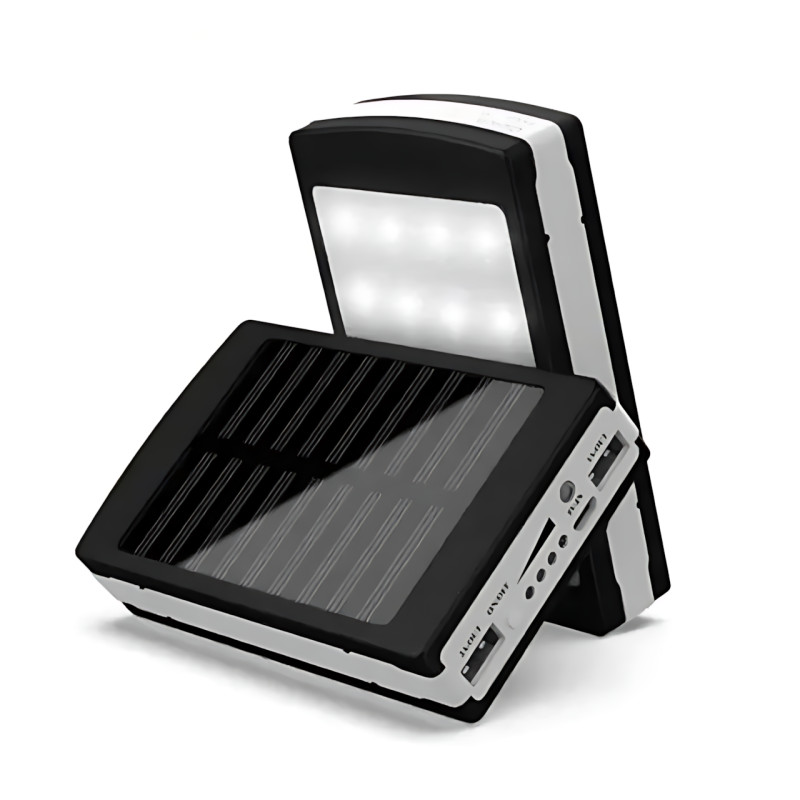 Solar Power Bank 9000 mAh, портативное зарядное устройство с фонариком, зарядка USB и от солнца фото - 2