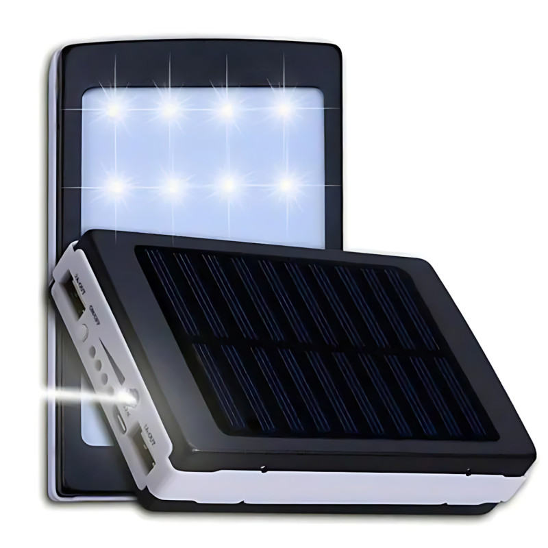 Solar Power Bank 9000 mAh, портативное зарядное устройство с фонариком, зарядка USB и от солнца фото - 8