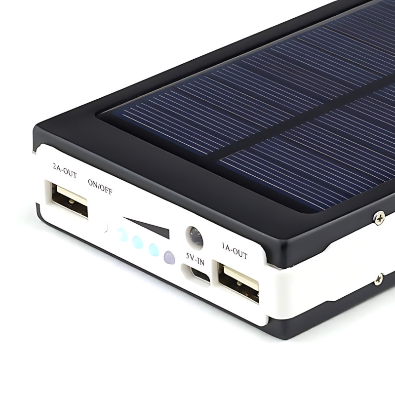 Solar Power Bank 9000 mAh, портативное зарядное устройство с фонариком, зарядка USB и от солнца фото - 6