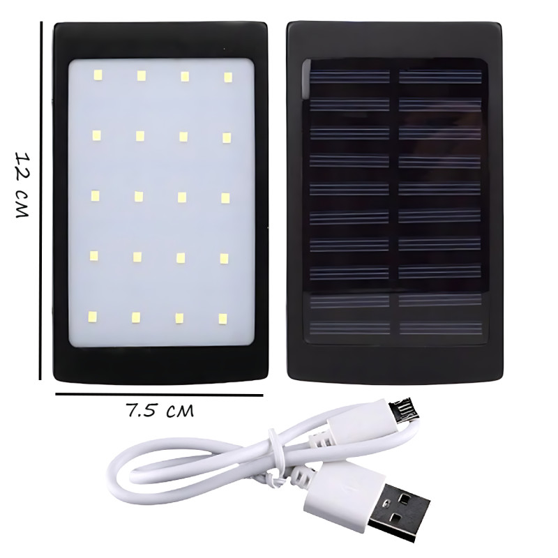 Solar Power Bank 9000 mAh, портативное зарядное устройство с фонариком, зарядка USB и от солнца фото - 9