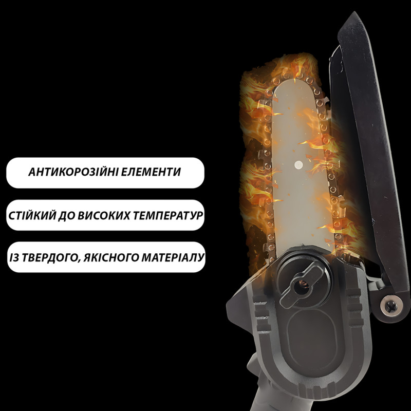 Мініпила акумуляторна 24V-К-1, 4 дюйми, 550 Вт, 3000 об./хв, ланцюг зі сталі, Li-ion батарея, чорна фото - 3