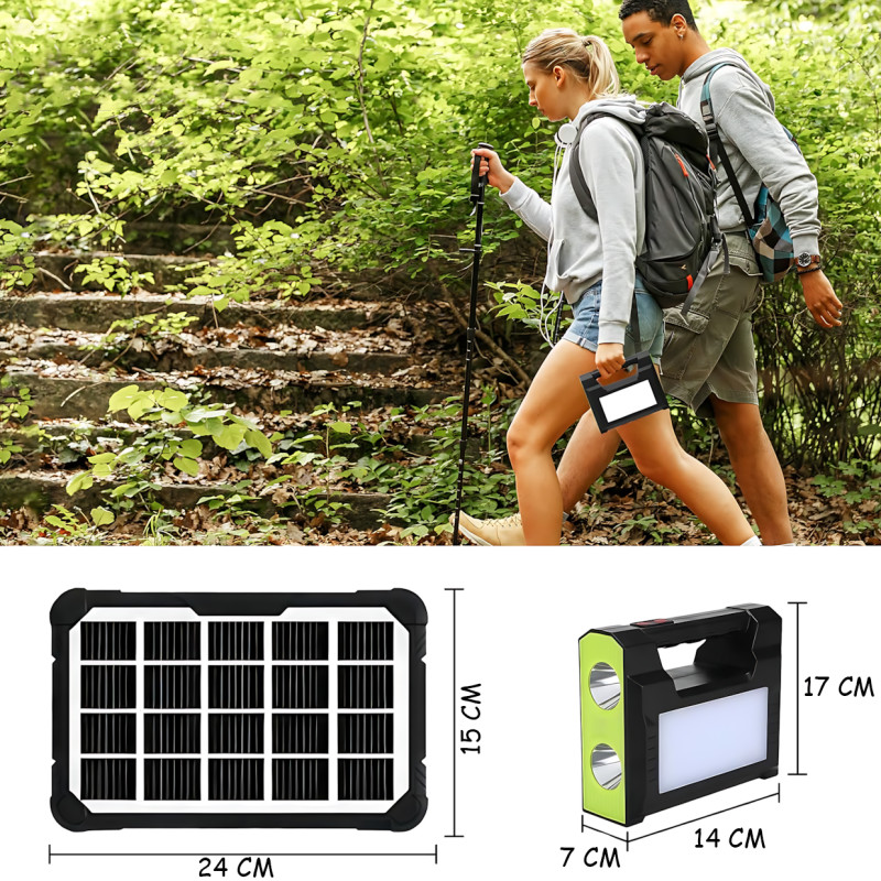 Зарядная станция GD Super GD-C7 с солнечной панелью 3,5 Вт, 30 Вт LED, Power Bank 4000 мАч, 3 LED-лампы, USB, автономная система фото - 8