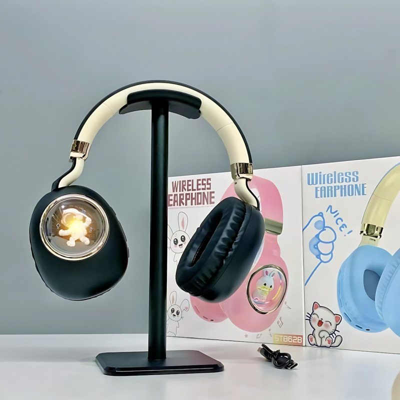 Детские беспроводные наушники ST862 A.B.C.D с Led-подсветкой, наушники TOY IN A CAPSULE Черный фото - 5