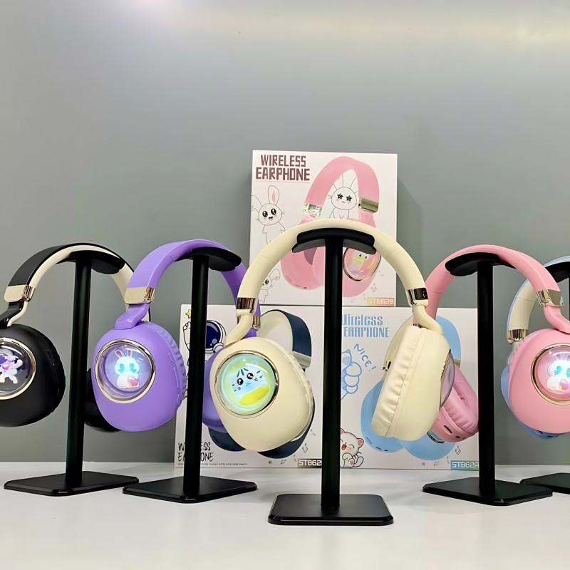 Детские беспроводные наушники ST862 A.B.C.D с Led-подсветкой, наушники TOY IN A CAPSULE Черный фото - 8