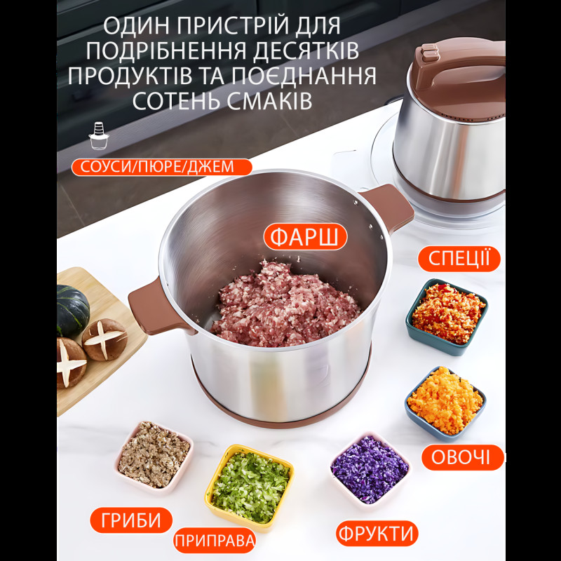 Кухонный измельчитель Hoffmans HM-8878, 12 л, 4800 Вт, нержавеющая сталь, 2 скорост фото - 9