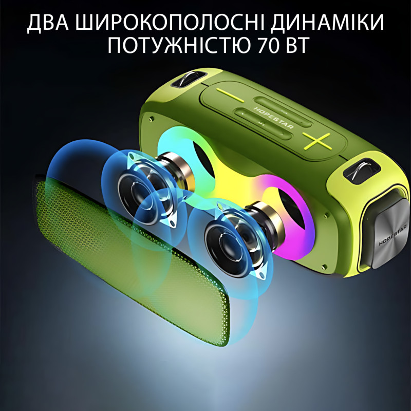 Портативная Bluetooth-колонка Hopestar A30 Party 70Вт, TWS, RGB-подсветка, IPX6, 8800 мАч, AUX, USB, BT 4.0 Синий фото - 3