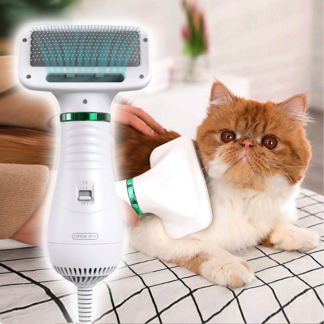 Щітка та фен 2 в 1 для тварин з шумозаглушенням для котів та собак, розрахунки для грумінгу Pet Grooming Dryer