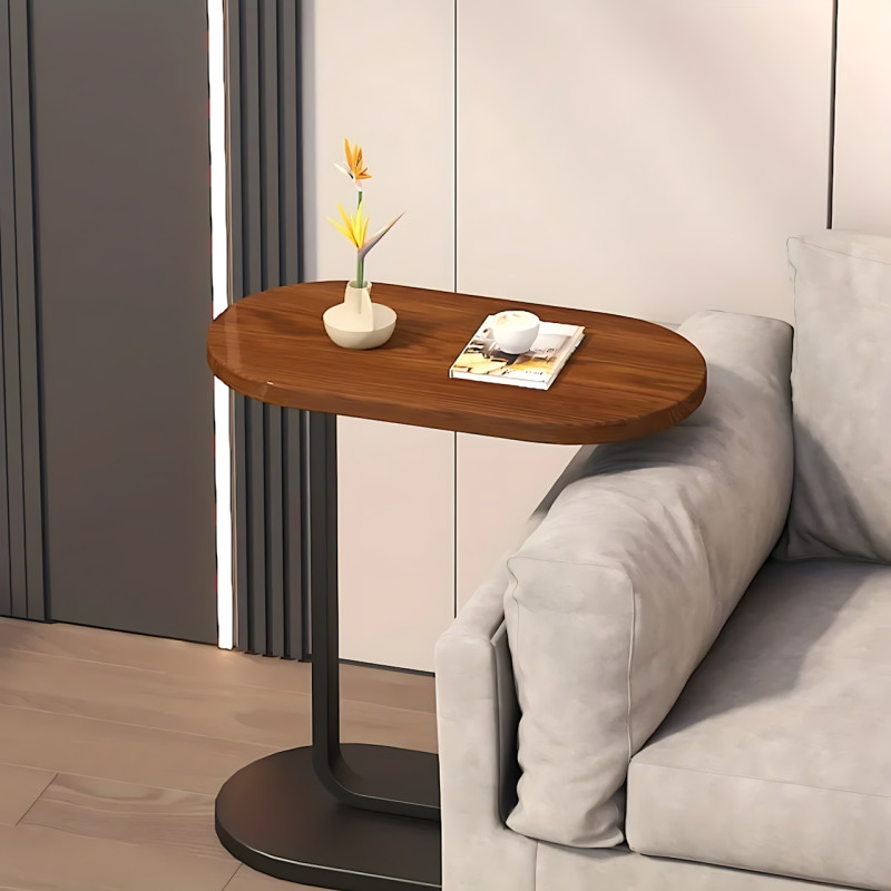 Кавовий/журнальний/приліжковий столик на одній ніжці з овальною стільницею, коричневий, 45&times;28&times;60 см фото - 5