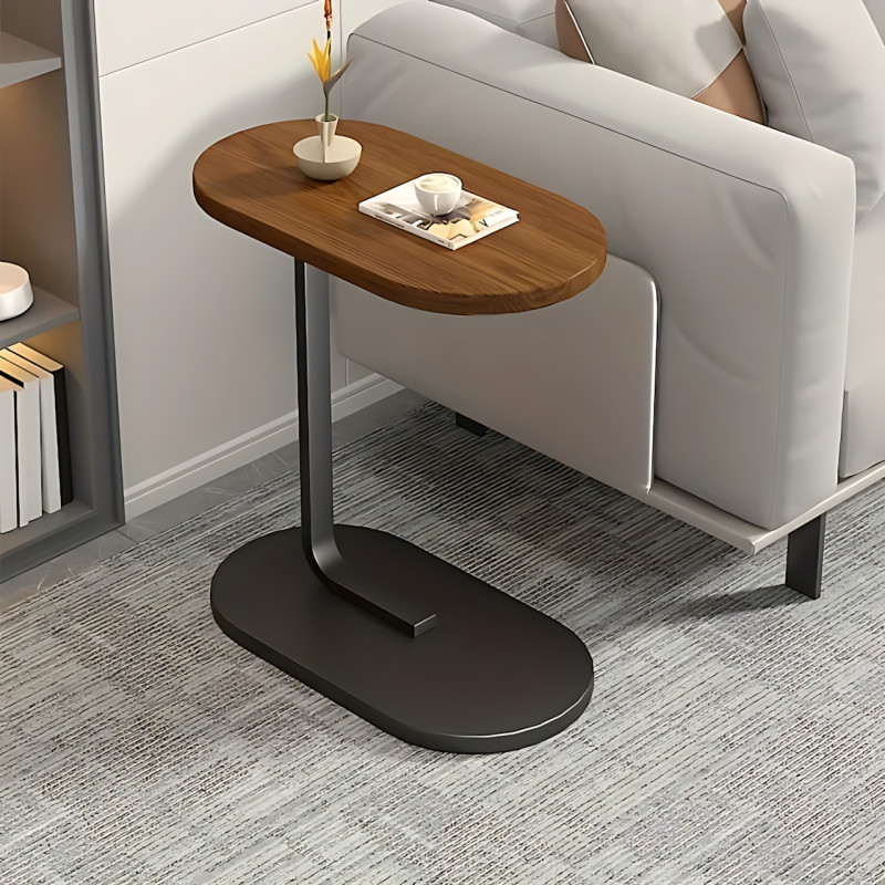 Кавовий/журнальний/приліжковий столик на одній ніжці з овальною стільницею, коричневий, 45&times;28&times;60 см фото - 4