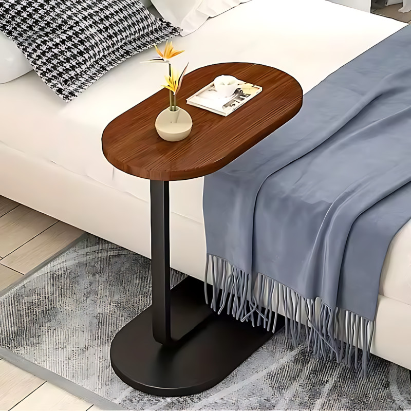 Кавовий/журнальний/приліжковий столик на одній ніжці з овальною стільницею, коричневий, 45&times;28&times;60 см фото - 3