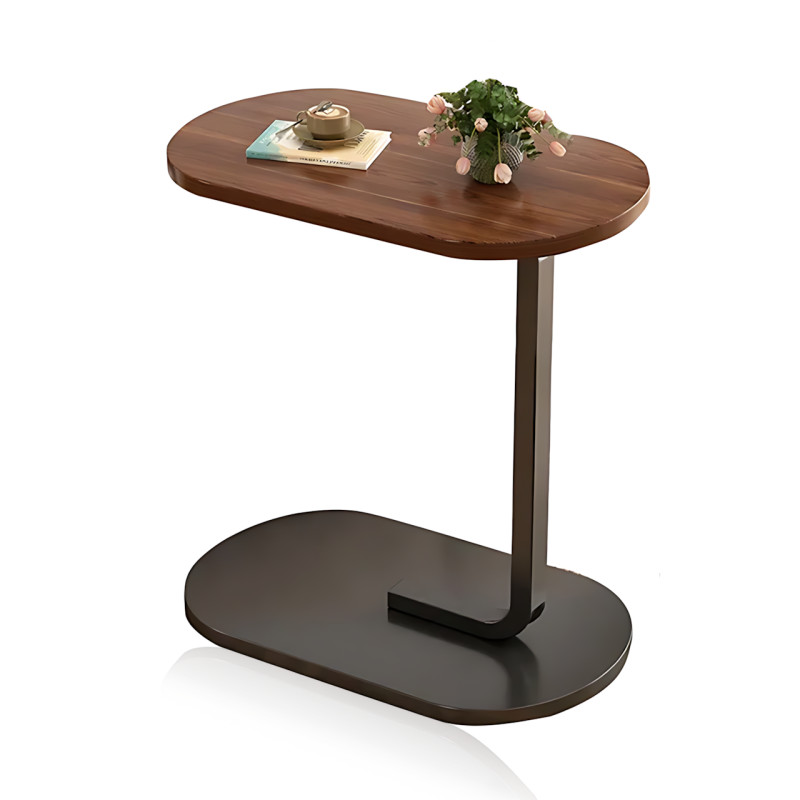 Кавовий/журнальний/приліжковий столик на одній ніжці з овальною стільницею, коричневий, 45&times;28&times;60 см фото - 10