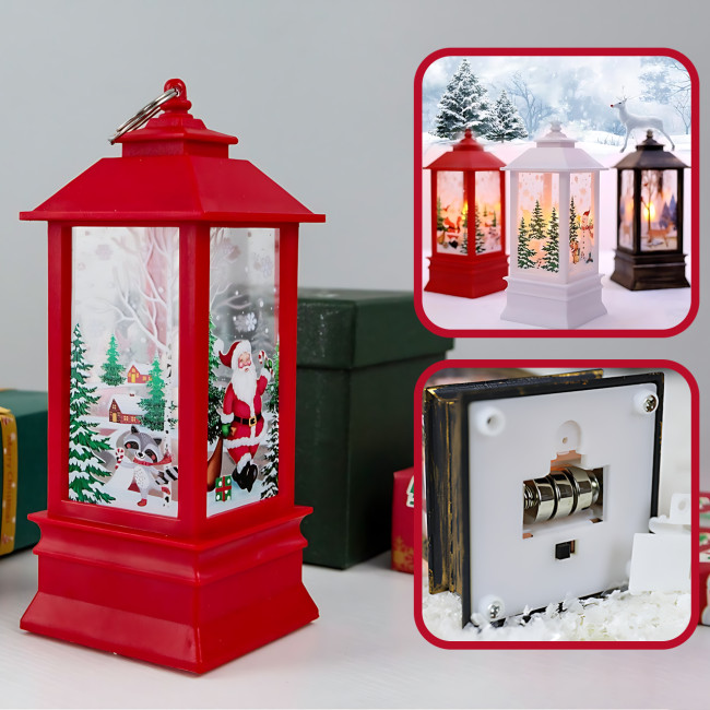 Нічник Різдвяний «Фонар» 13 см — LED-підсвітка, декоративний світильник із ПВХ і акрилу Червоний