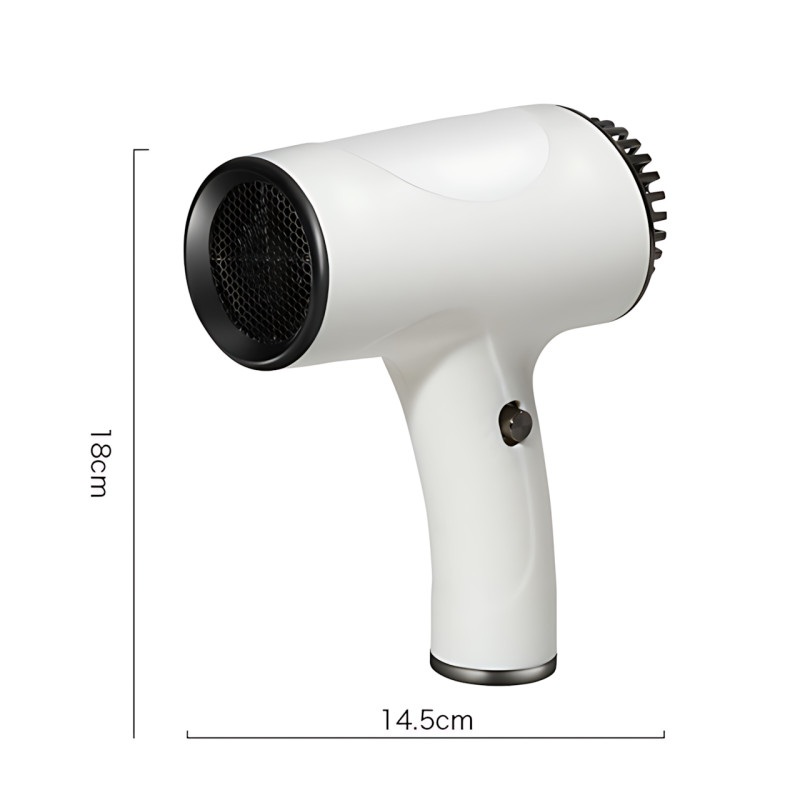 Бездротовий фен для волосся Portable Hair Dryer, 2600 mAh, 500 Вт, з гарячим і холодним обдувом та іонізацією Чорний фото - 9