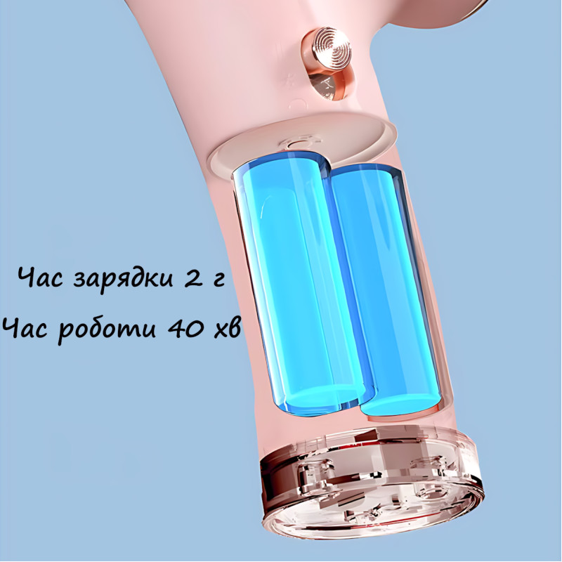 Бездротовий фен для волосся Portable Hair Dryer, 2600 mAh, 500 Вт, з гарячим і холодним обдувом та іонізацією Чорний фото - 4